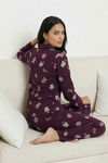 Zivame Farm Lore Knit Cotton Pyjama Set - Plum Purple — thumbnail 3